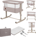 Lionelo aurora 3in1 co-sleeper - babybedje tot 9 kg - meegroeibed - 4 wielen met rem - campingbedje – verstelbare hoogte – ademend gaas – inclusief matras transporttas – afneembare bekleding