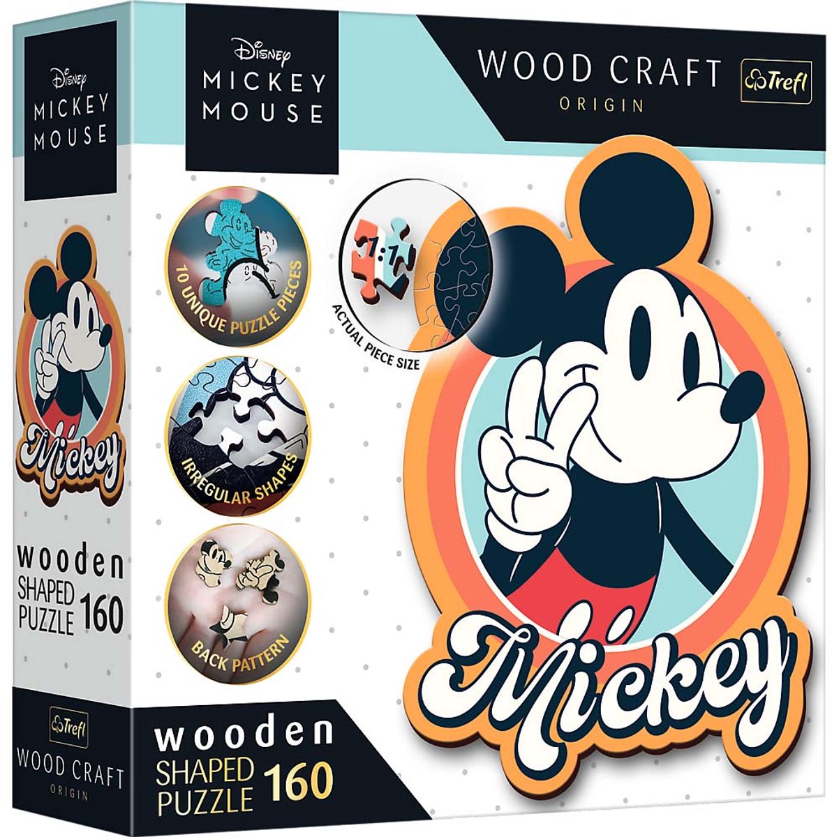 Mickey mouse trefl retro disney hout houten legpuzzel - 160 stukjes - vanaf 6 jaar