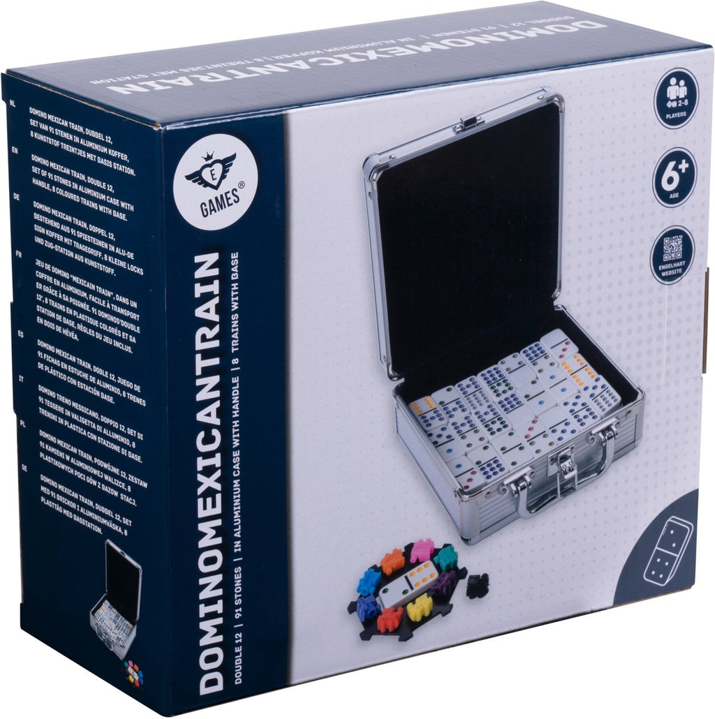 Domino dubbel 12 mexican train in aluminium koffer