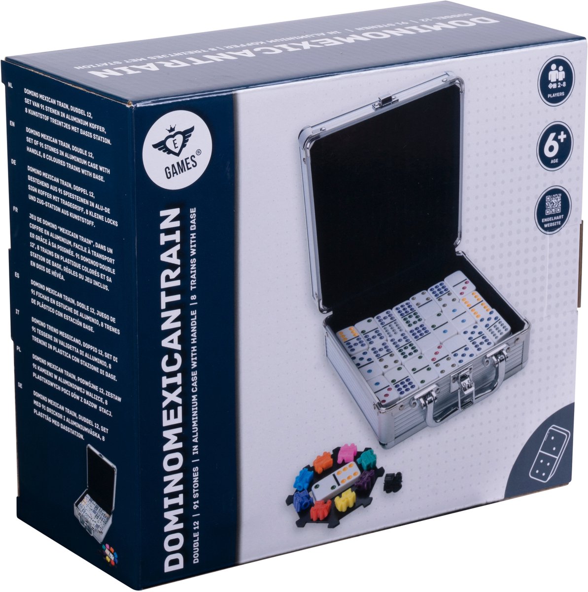 Domino dubbel 12 mexican train in aluminium koffer