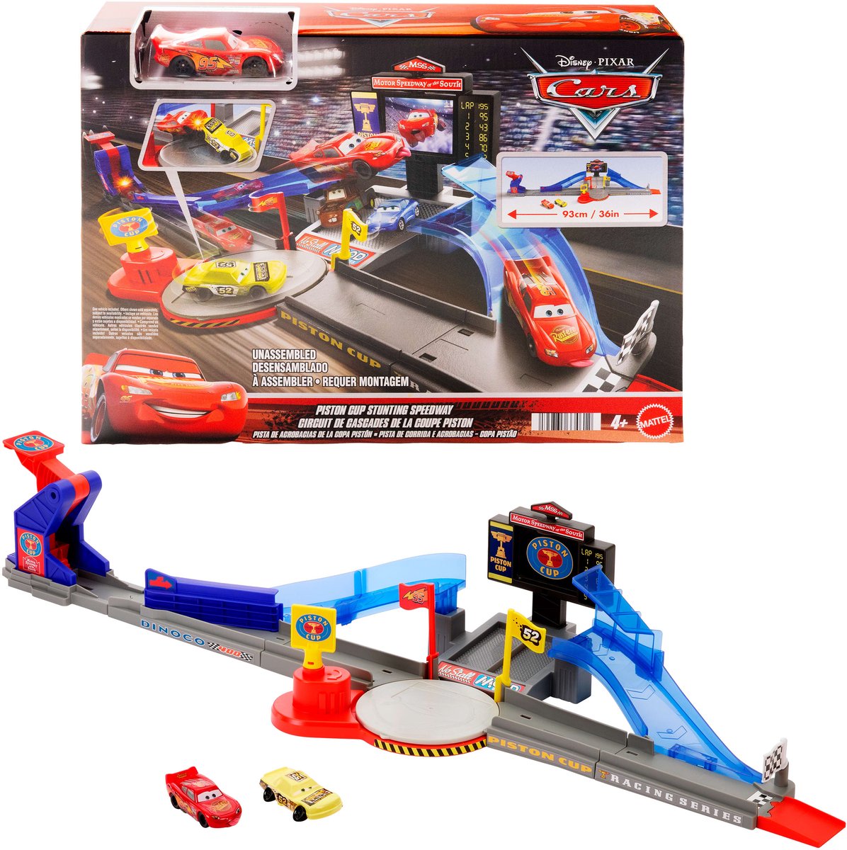 Mattel disney en pixar cars piston cup stuntbaan speelset - met bliksem mcqueen speelgoedauto