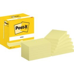 Post-it - notes | 100 vel | ft 76 x 127 mm | geel | pak van 12 blokken