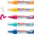 Edding 5000 acrylstiften breed - geel, zonne-geel, blauw, roze, turquoise - set met 5 acrylkleuren (abstract) - beitelpunt 5-10 mm - acrylverf voor schilderen op canvas, hout - acrylstiften, watervast