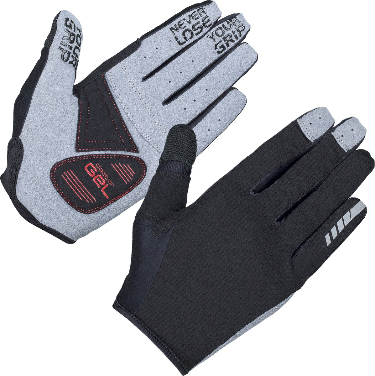 Gripgrab - shark padded lange vinger zomer mtb gravel fietshandschoenen met padding - zwart - unisex - maat xxl