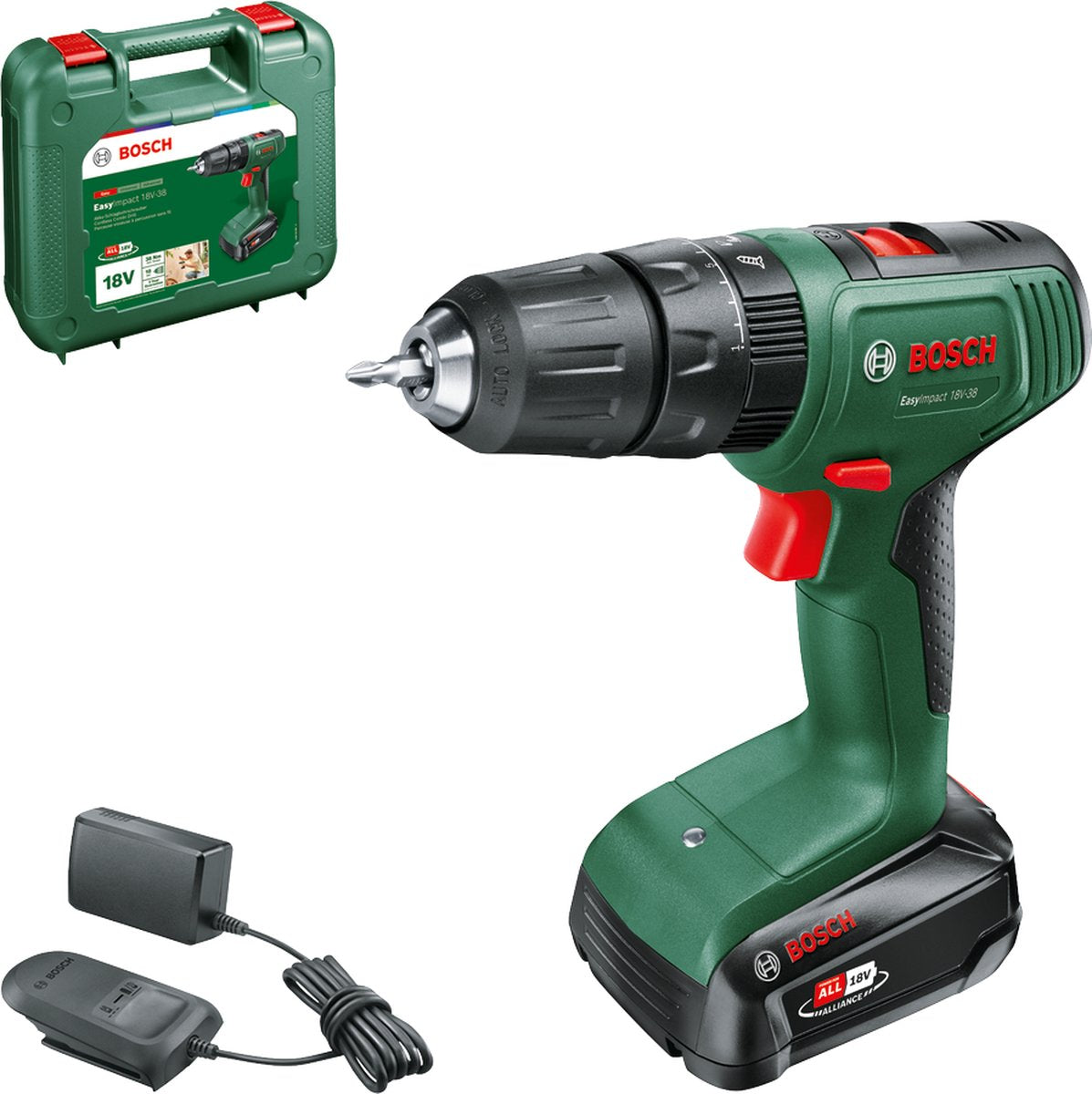 Bosch easyimpact 18v-38 accuklopboorschroevendraaier - met 18 v accu (2.0 ah) en lader
