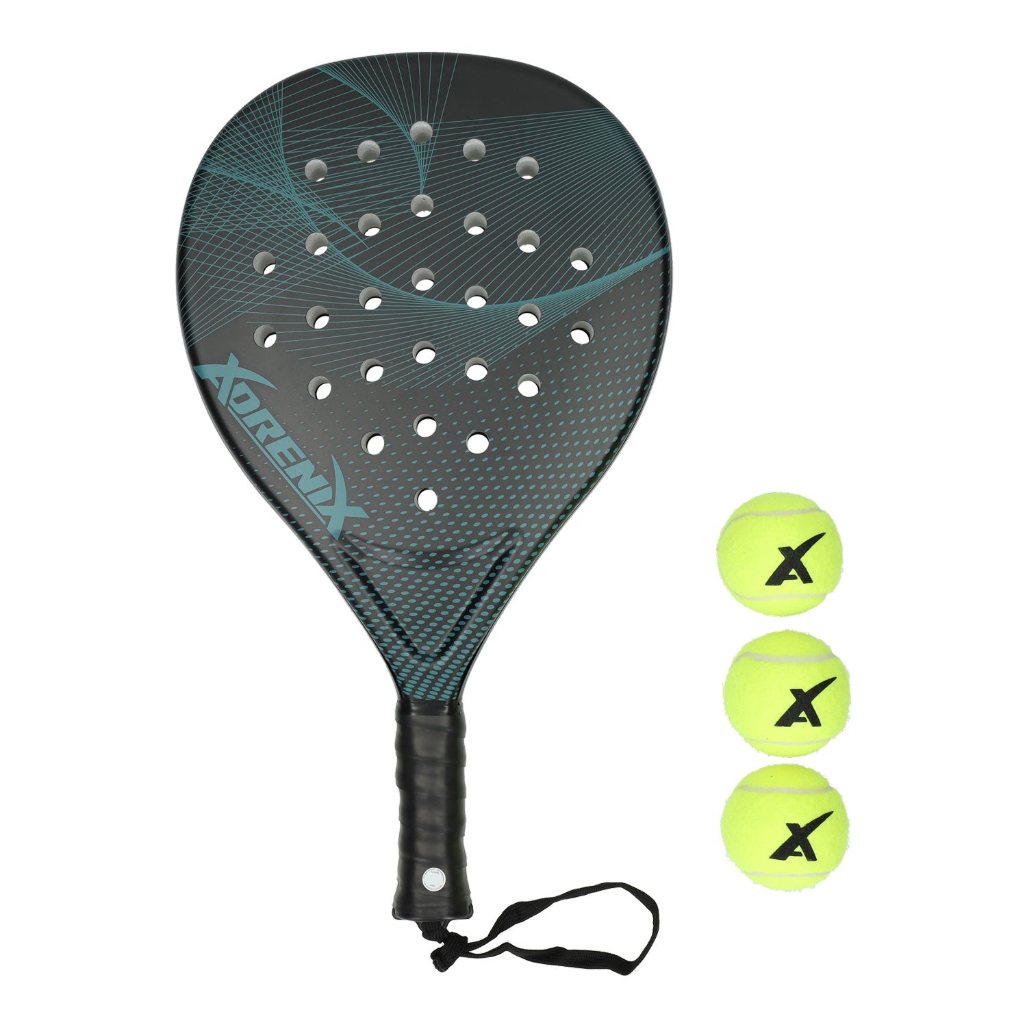 Adrenix Padel-Schlägerset mit 3 Bällen – grün