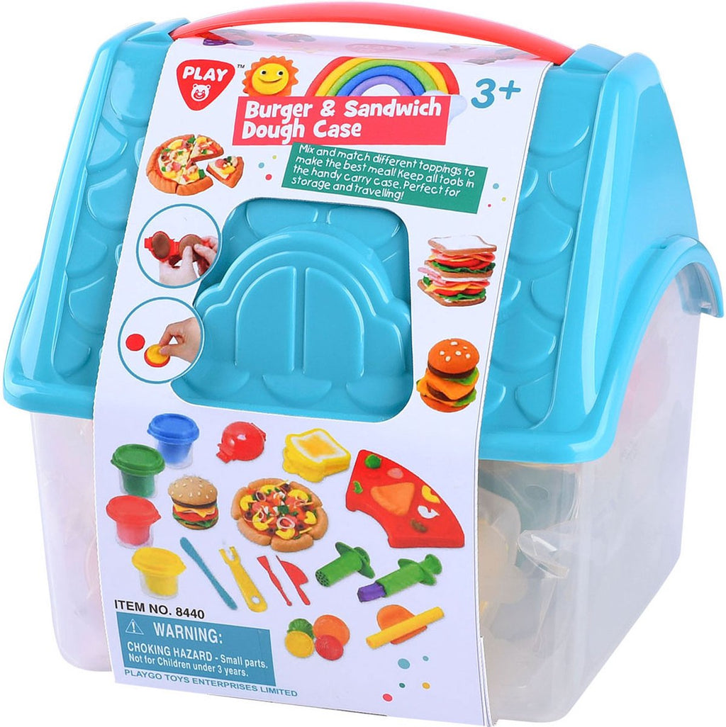 Playgo Ton-Set „Hamburger und Sandwich“ in Aufbewahrungsbox – 4 Tontöpfe
