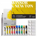 Winsor newton 2190615 galeria acrylverf set essentials 14-delig – 10x12ml + penselen + a4 acrylblok palet