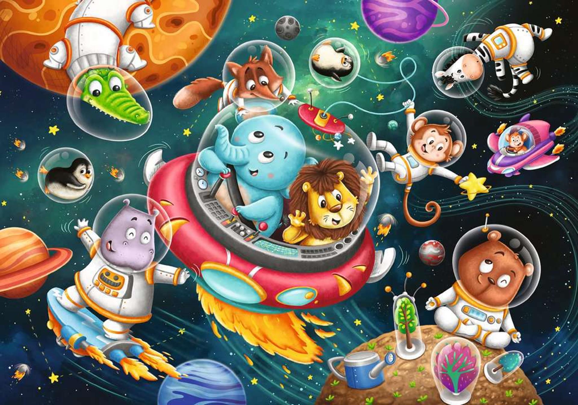 Ravensburger Puzzle Tiere im Weltraum, 12 Teile.