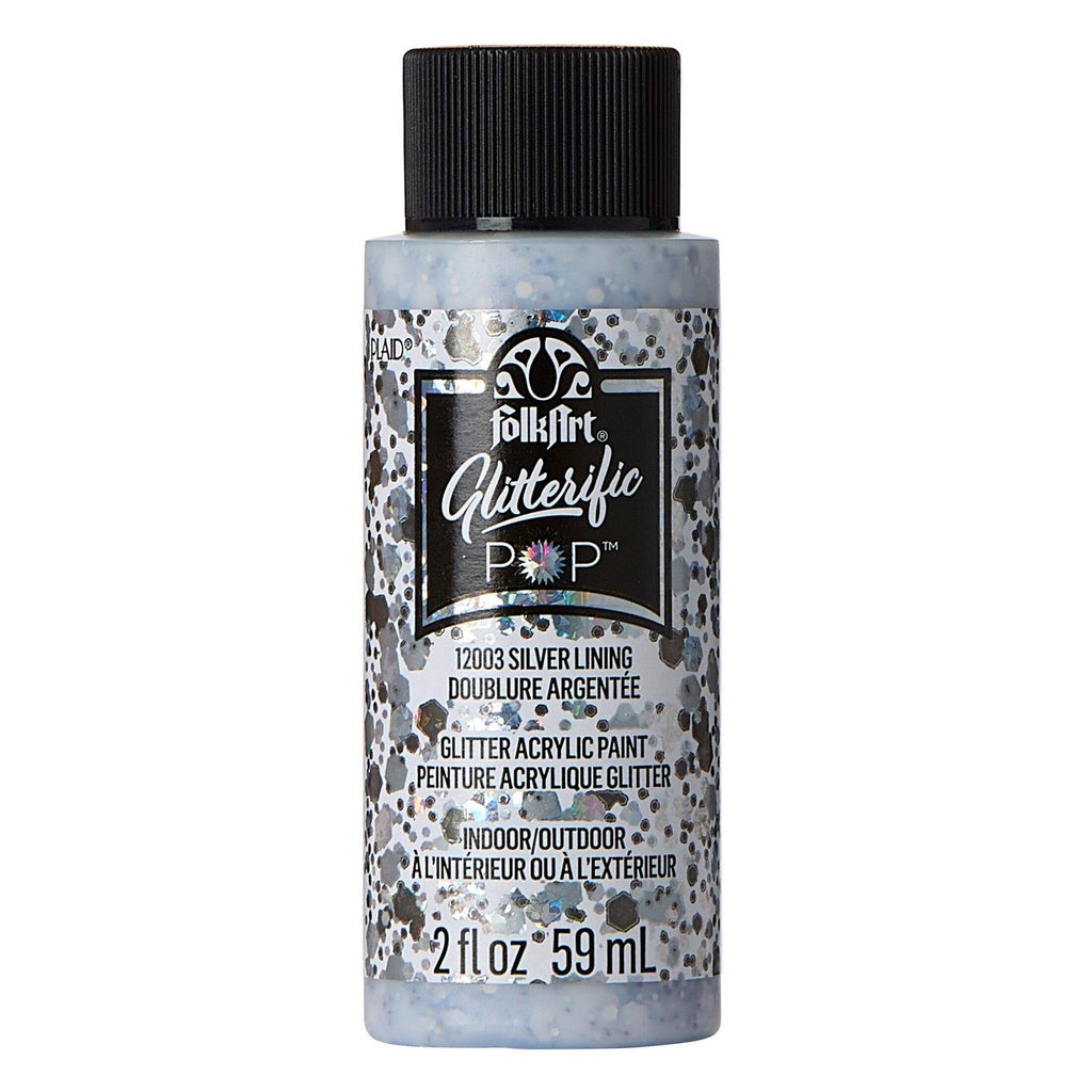 Folkart • glitterific pop acrylic paint silver lining 59ml
