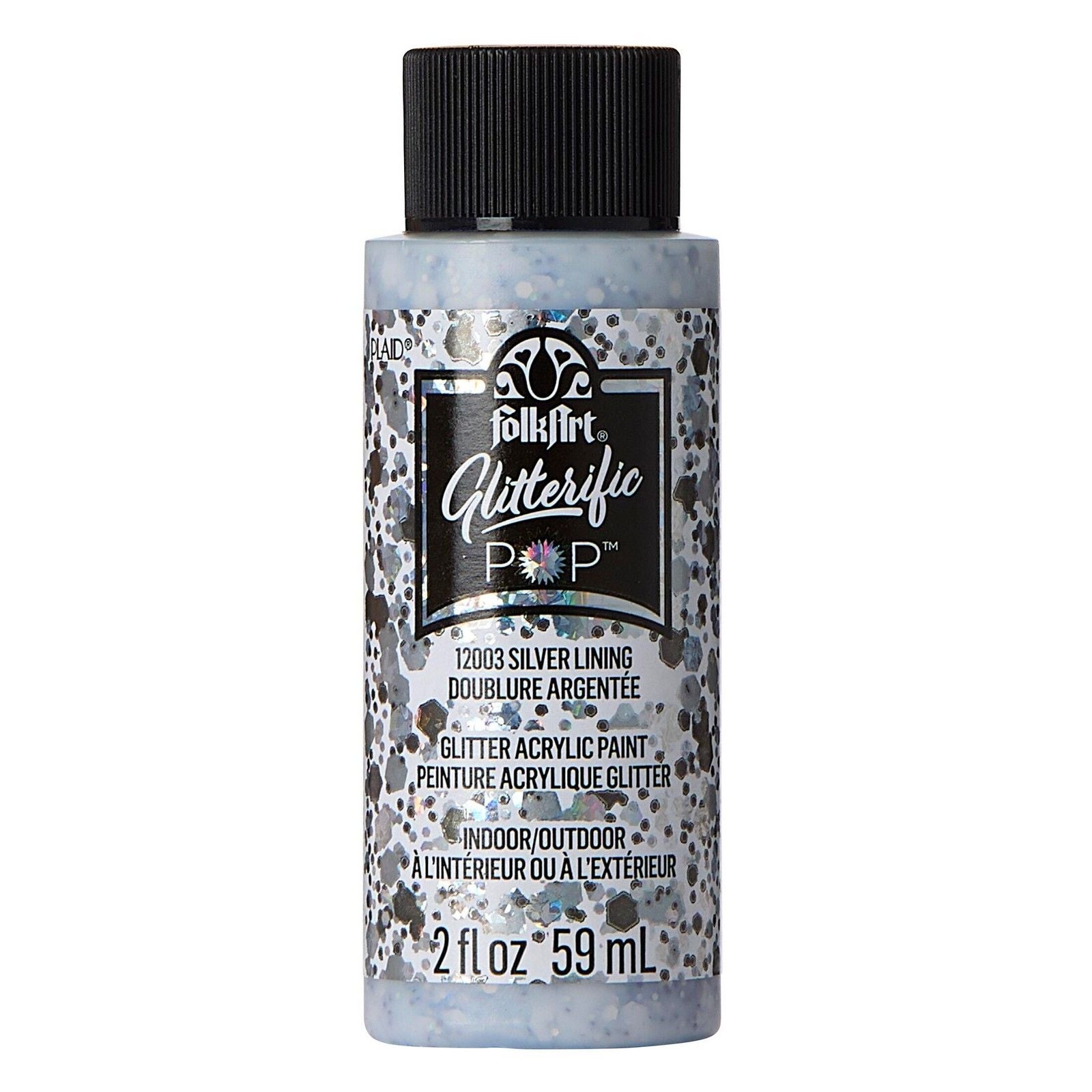 Folkart • glitterific pop acrylic paint silver lining 59ml