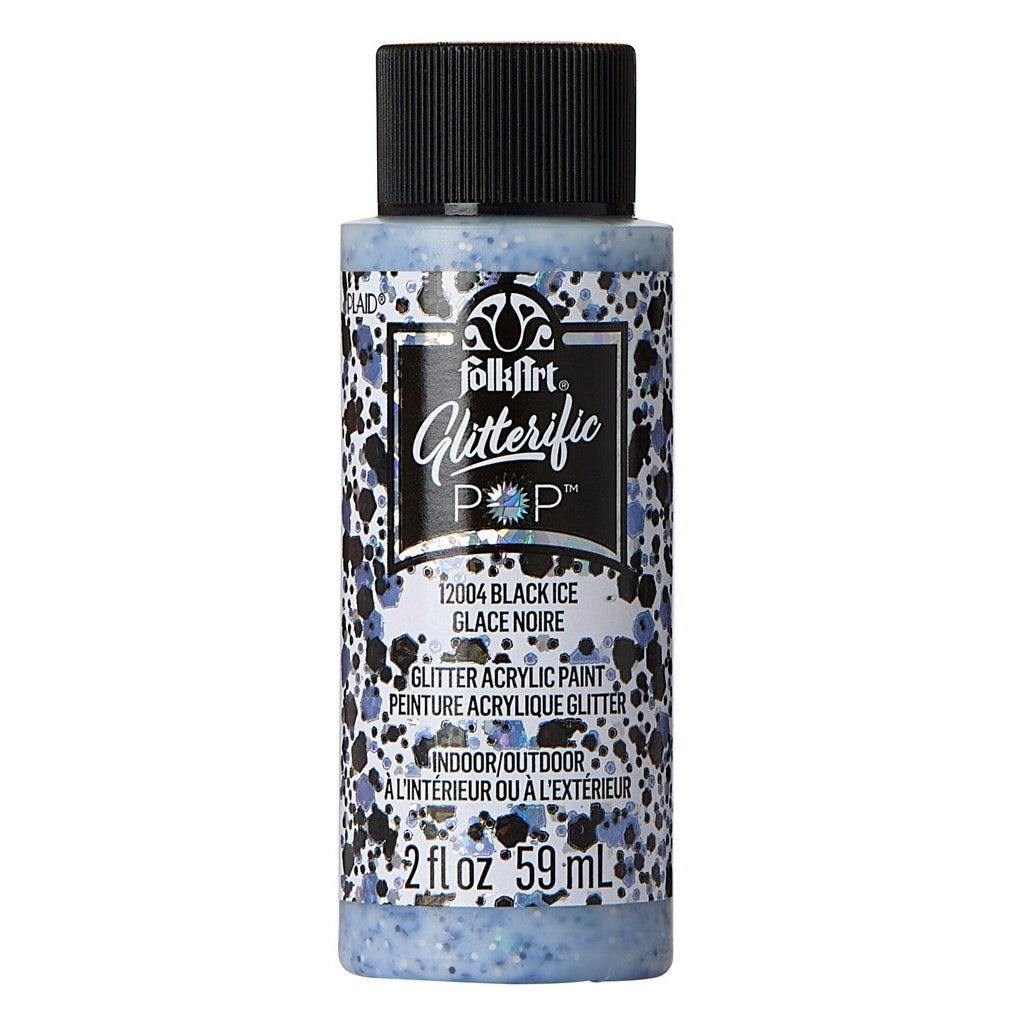 Folkart • glitterific pop acrylic paint black ice 59ml