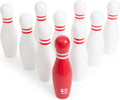Bs toys bowling kegelspel - actiespel - bowlingset kinderen - spelletjes voor kinderen - hout - kinder speelgoed 4 jaar - rood wit - 10 kegels - kinderspeelgoed - cadeau kind