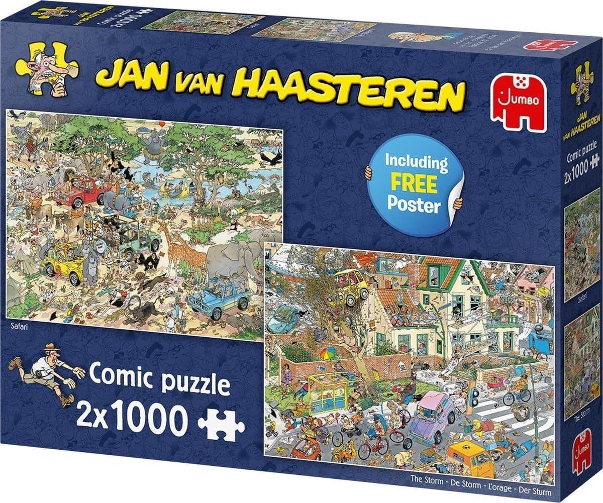 Jumbo Jan van Haasteren Puzzle – 2in1 Safari-Sturm, 1000 Teile.