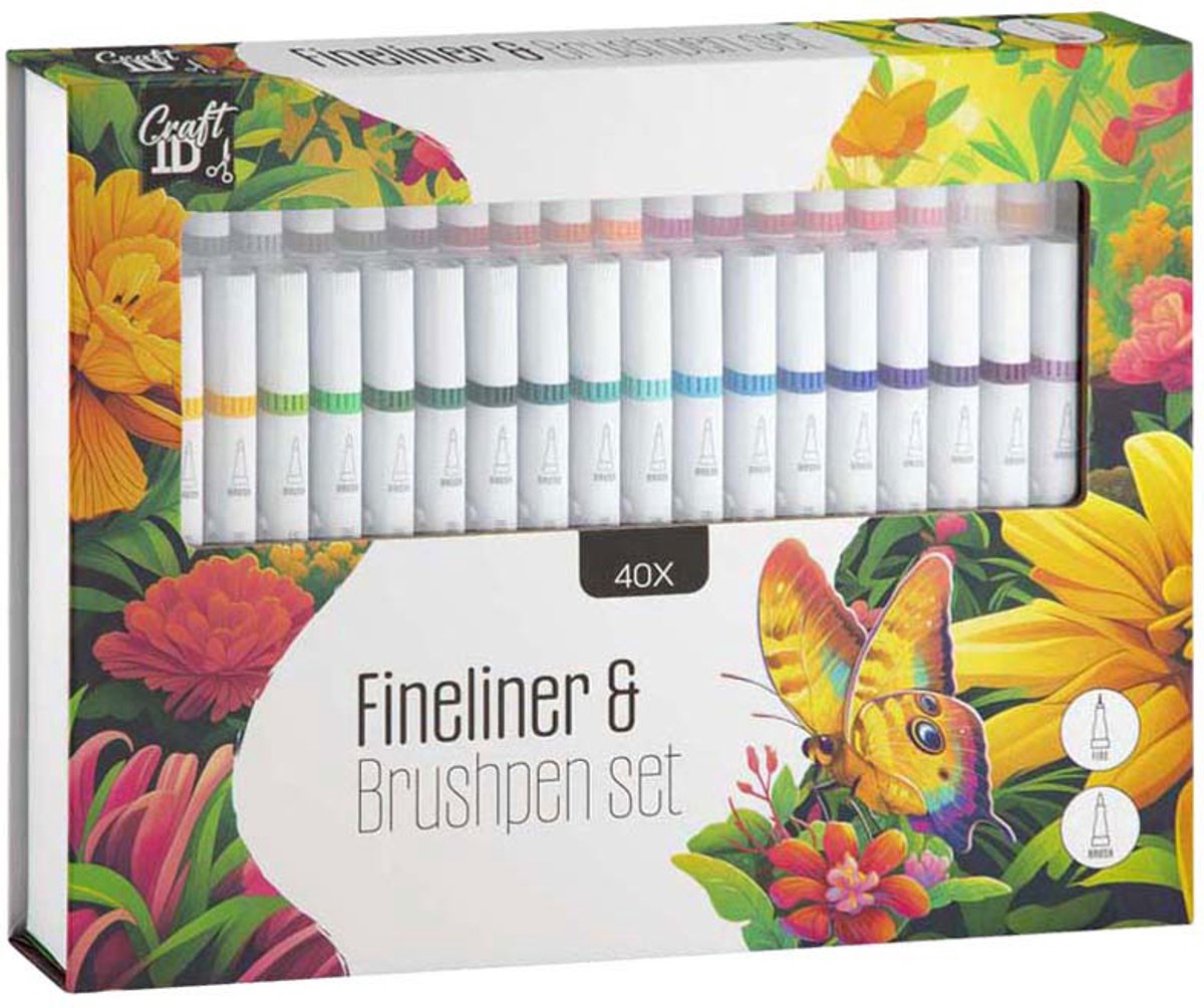 Craft id kleurset fineliner brushpen 40-delig
