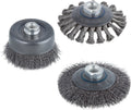 Wolfcraft - boormachine staaldraad borstelset ø 100 mm - staalborstel m14 voor metaal - 3 delig - 2156000