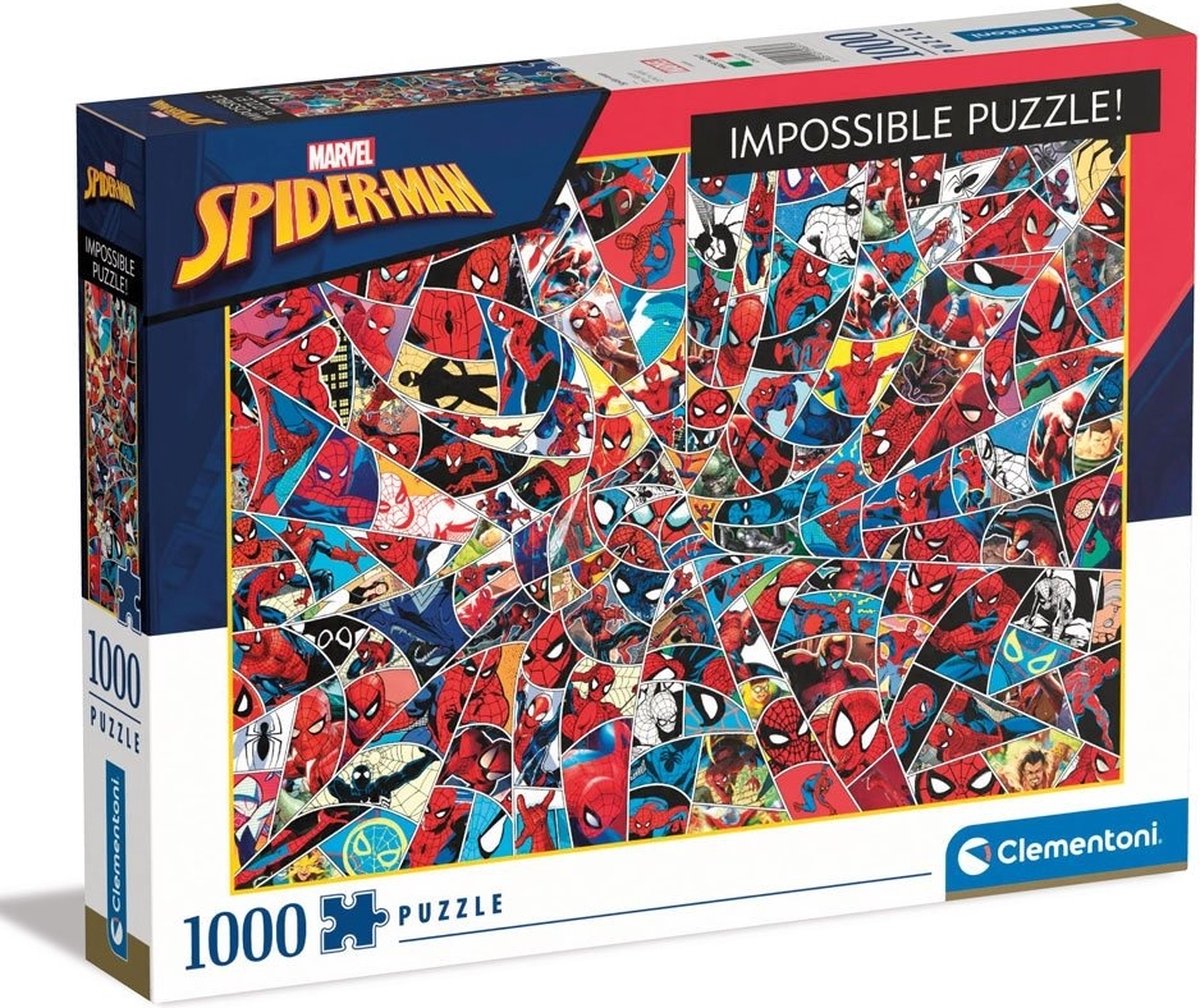 Clementoni - puzzel 1000 stukjes - impossible spiderman - puzzel voor volwassenen en kinderen - 14-99 jaar