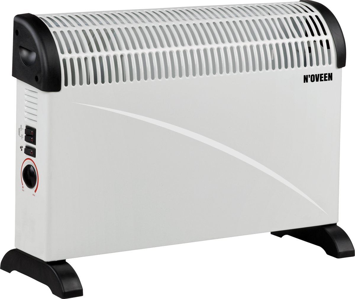 Noveen convector heater ch-5000 met turbo fan - elektrische convector verwarming kachel - staand of hangend - maximaal 2000w - wit