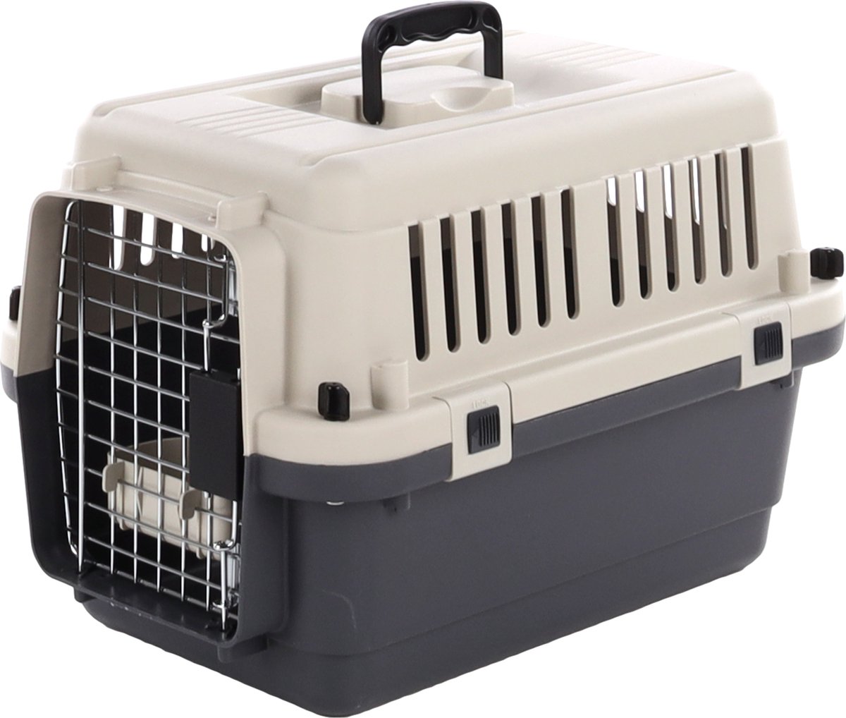 Flamingo transportbox kat en hond – autobench xs 50x33x33 cm – transportkooi nomad donkergrijs xs