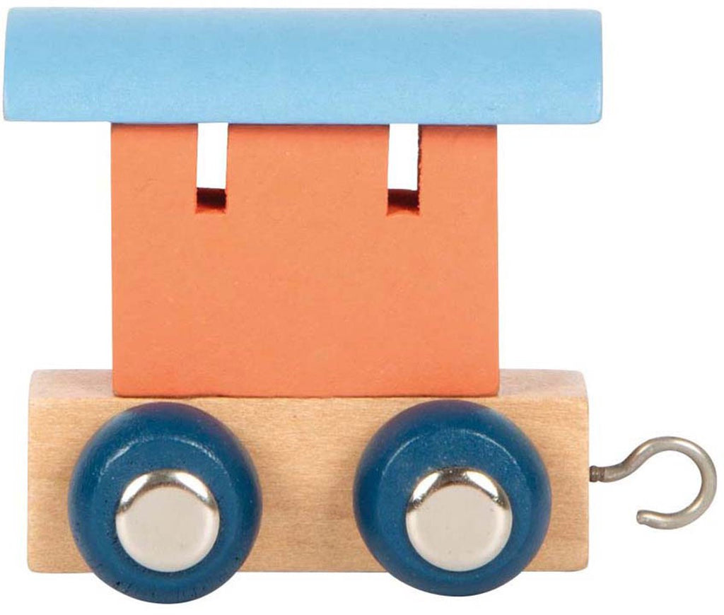 Small Foot – Holzbuchstabenzug Polar – Waggon lachsrosa-blau – 12 Stück