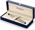 Waterman expert-rollerbalpen | roestvrij staal met 23k gouden rand | fijne punt | zwart inkt | geschenkdoos
