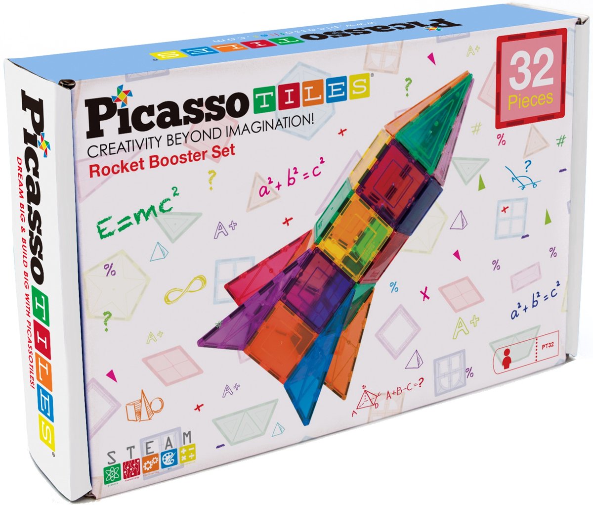 Selecta picassotiles rocket booster - magnetische bouwtegels, 32dlg.