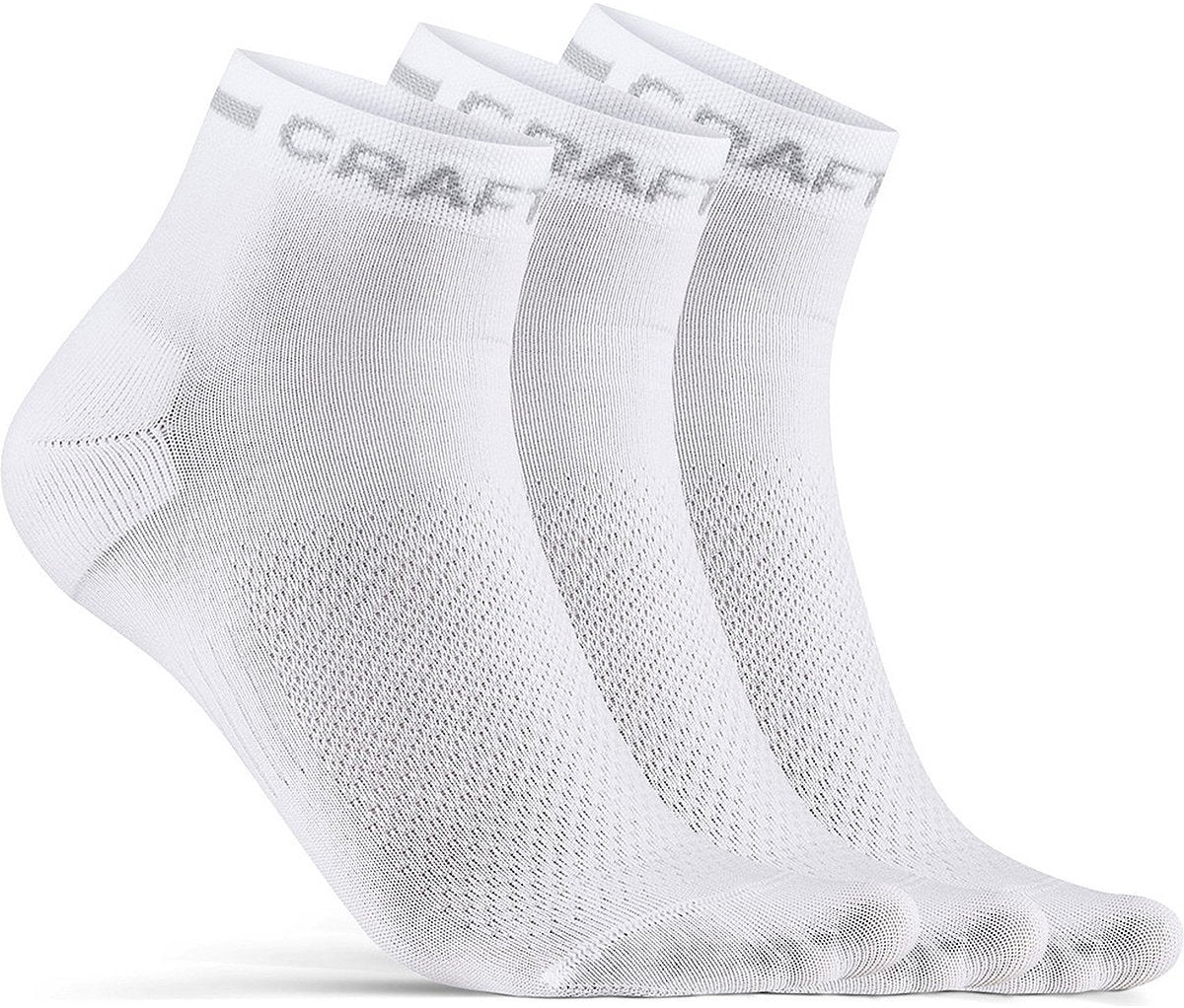 Craft fietssokken zomer unisex wit - core dry mid sock 3-pack white-34 36 34-36