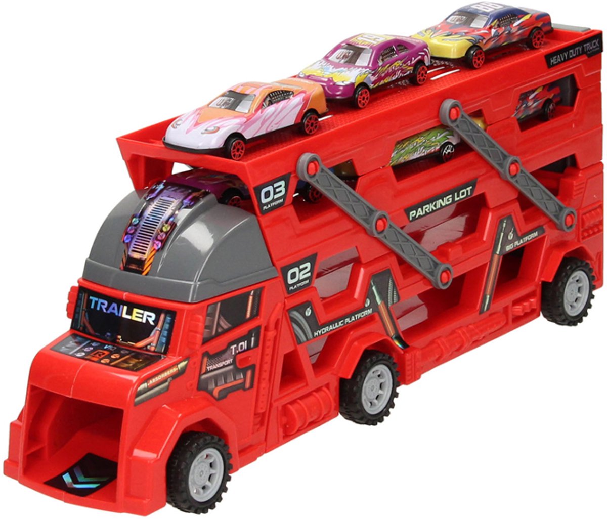 Lobbes Klappbarer Autotransporter mit Startfunktion – rot