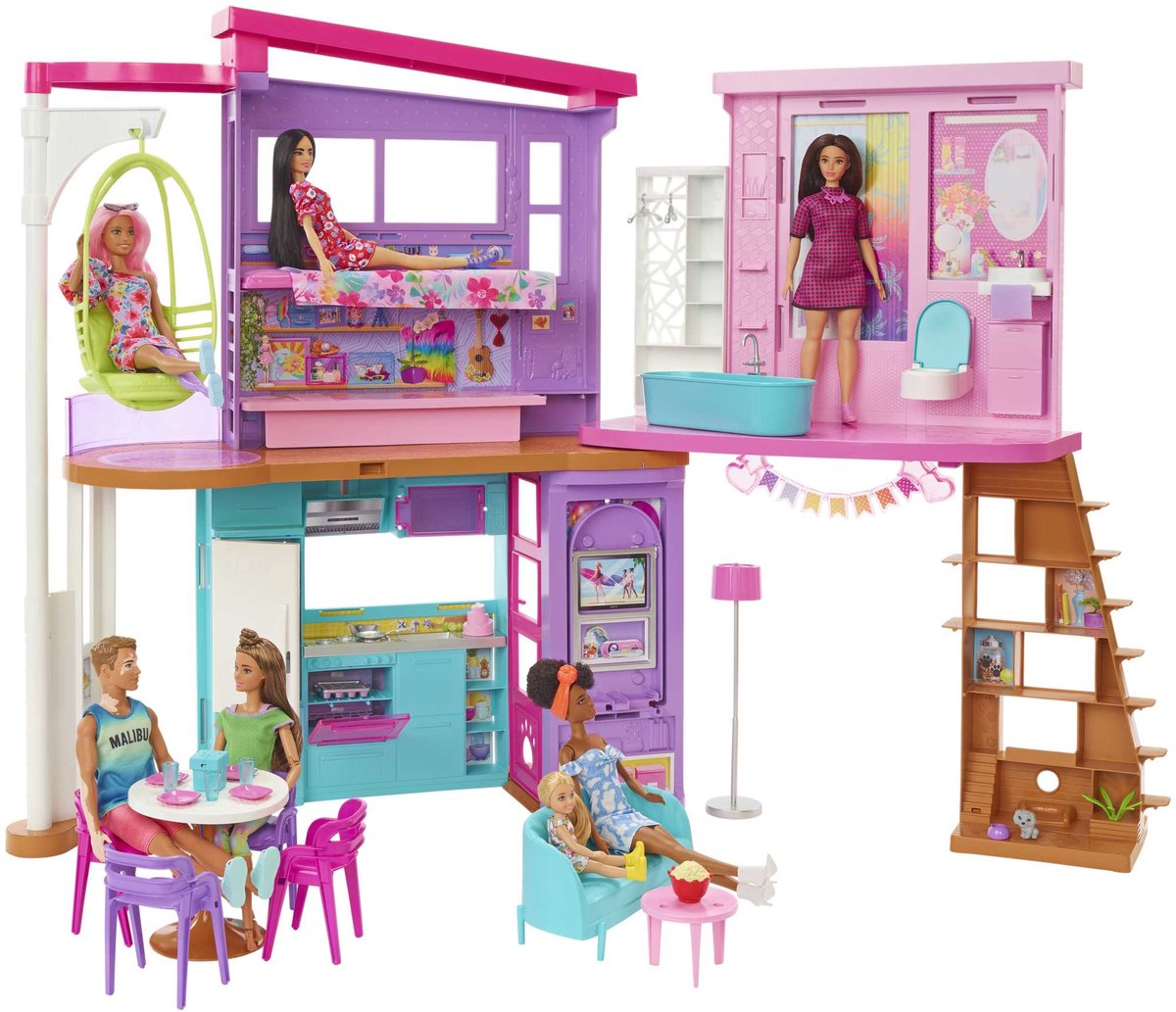 Barbie malibu huis - huis - 2 verdiepingen met meubels