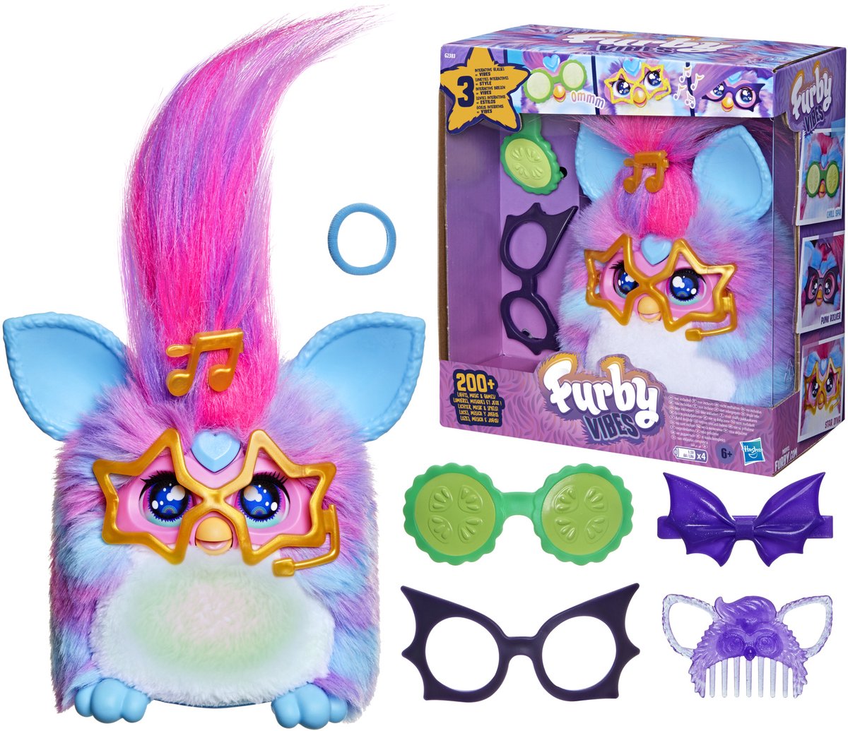 Hasbro furby interactieve knuffel blue razz met accessoires.