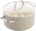 Greenchef nordics keramische inductie kookpan met deksel 18cm 2.1l - pfas-vrij - inductie pan - vaatwasserbestendig - ovenbestendig tot 220°c - keramische antiaanbaklaag - crème