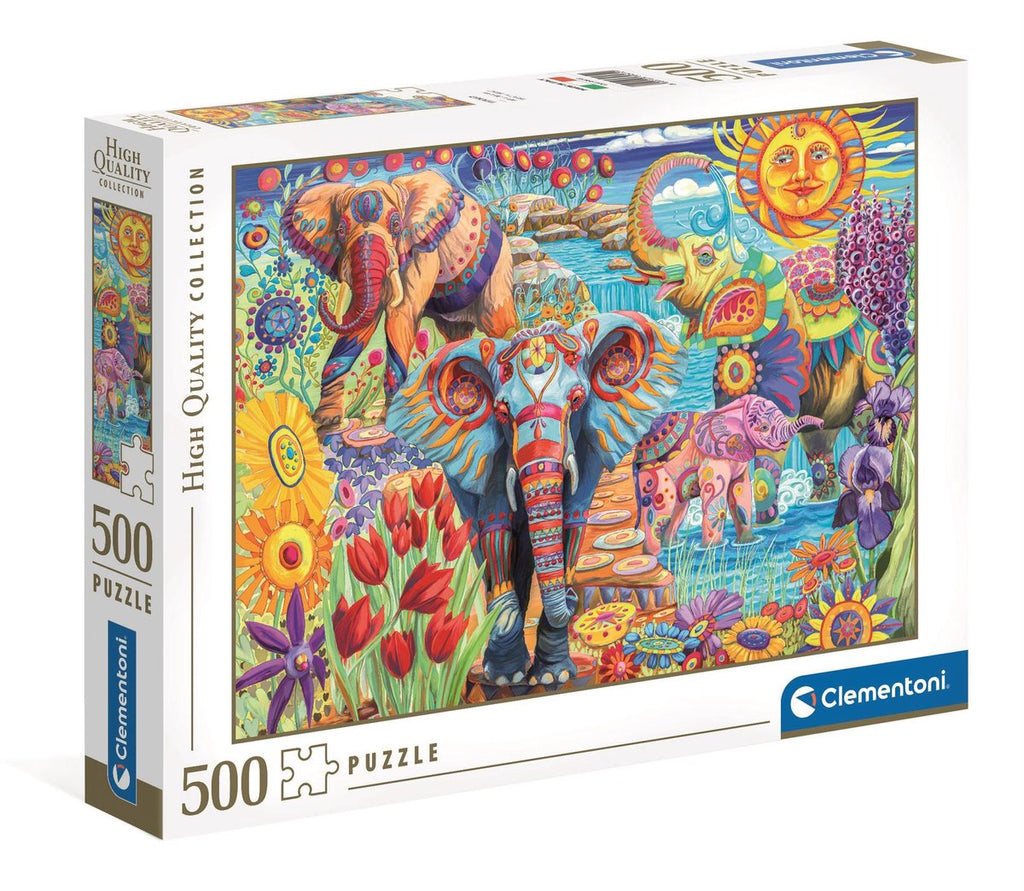 Clementoni Puzzle-Kunstwerk Elefanten Karneval, 500 Teile.