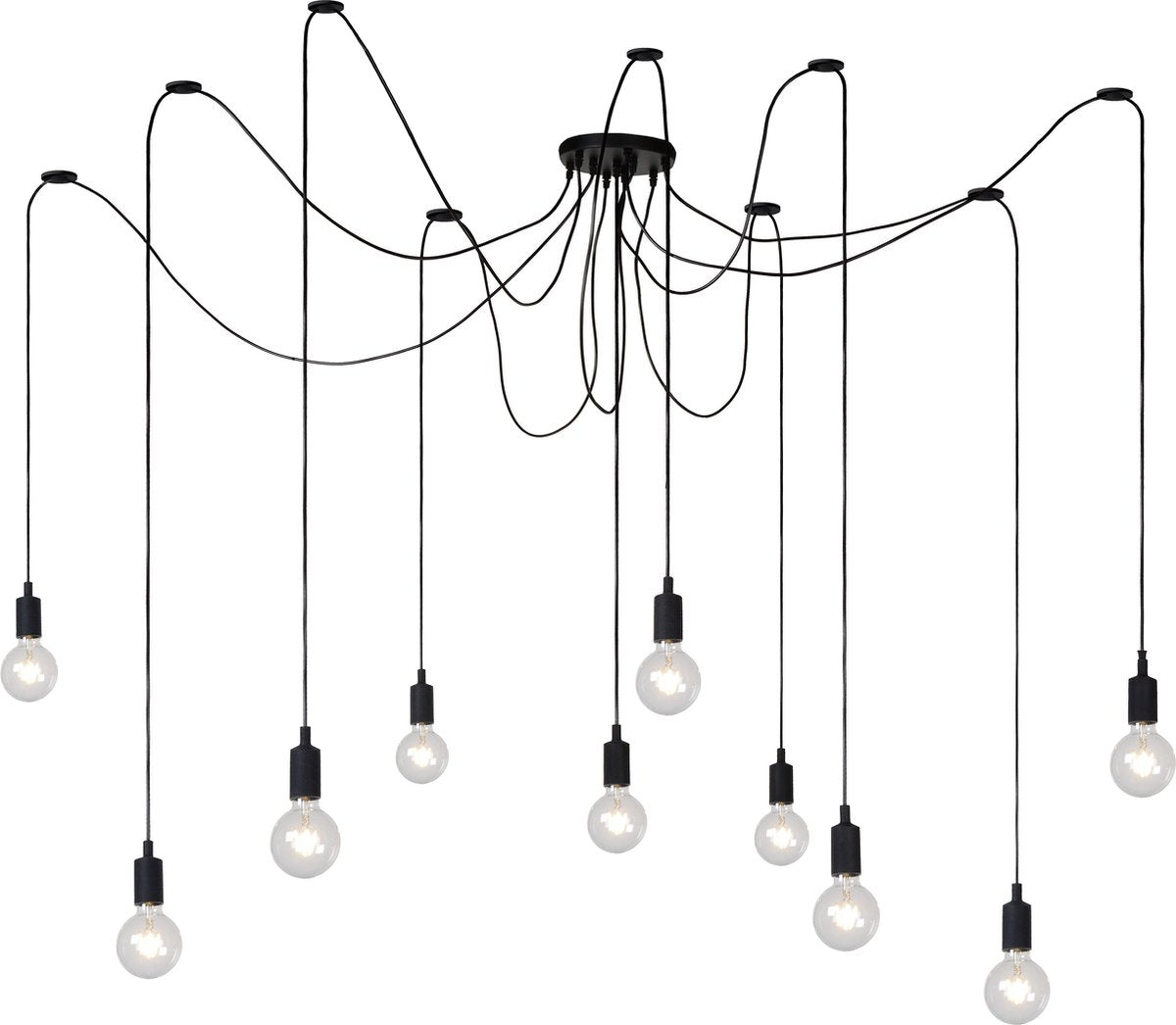 Lucide fix - hanglamp - 10xe27 - geschikt voor vide en hoge plafonds - zwart