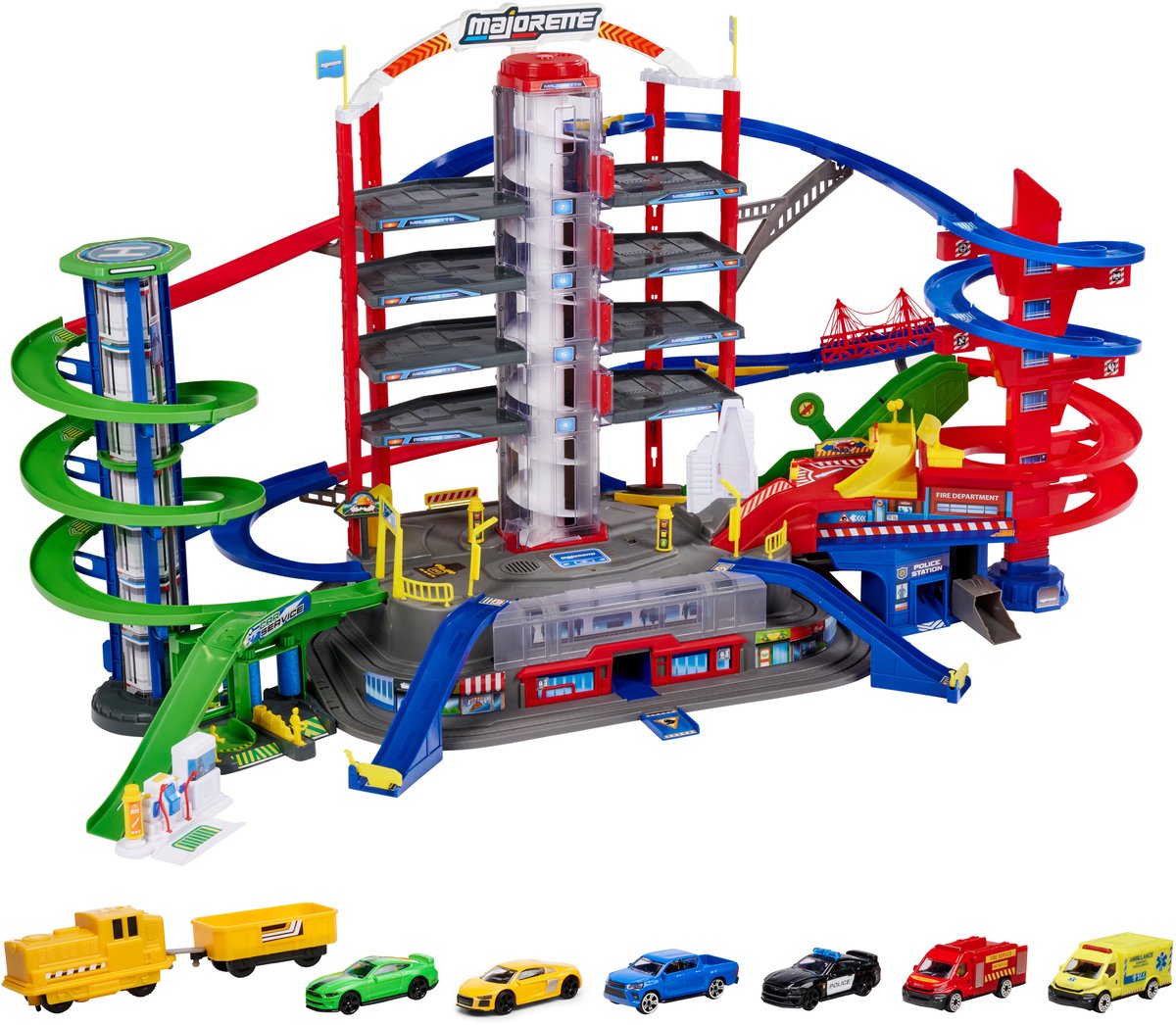 Majorette Super City Garage mit 6 Fahrzeugen