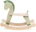 Polarb houten hobbelpaard – met rugleuning, handvatten voetsteunen – groen