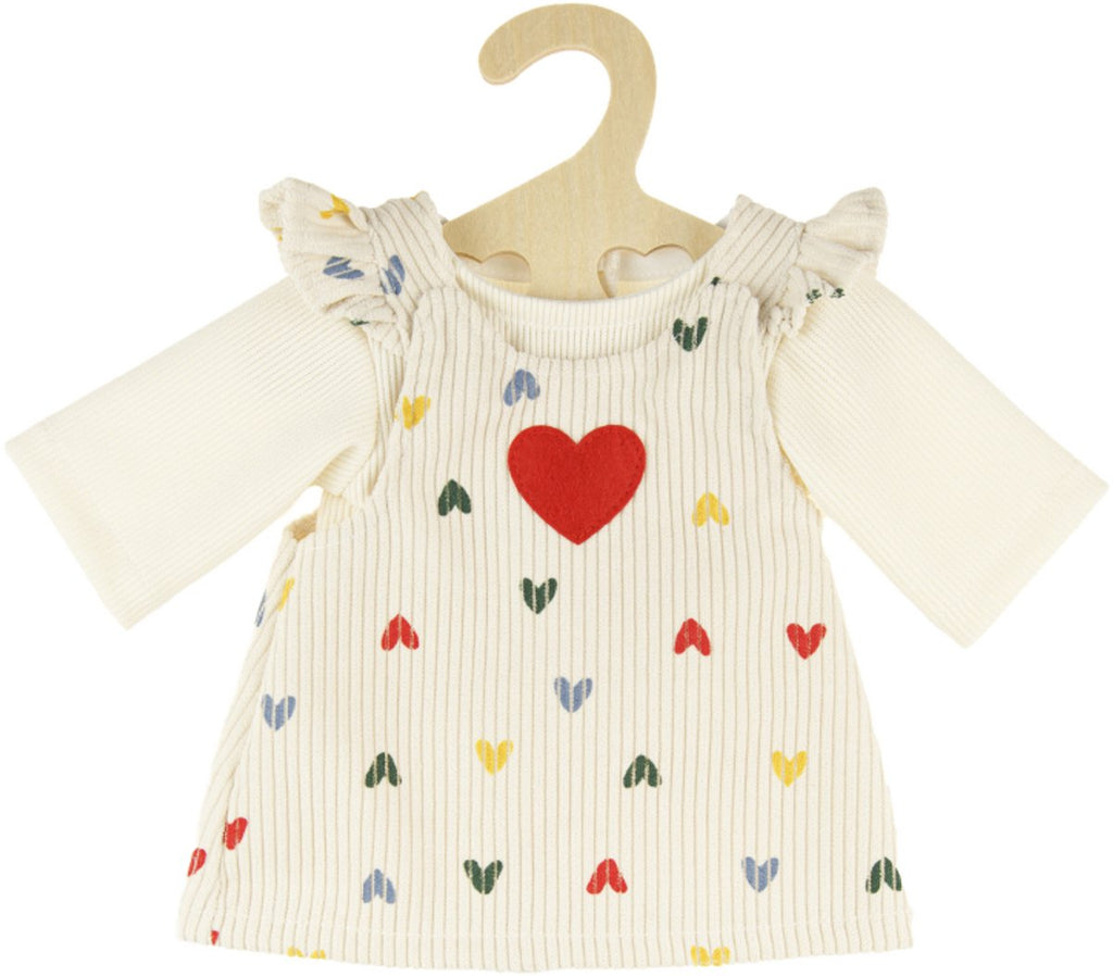 Heless Poppen geripptes Samtkleid mit Herzkonfetti, 35-45 cm
