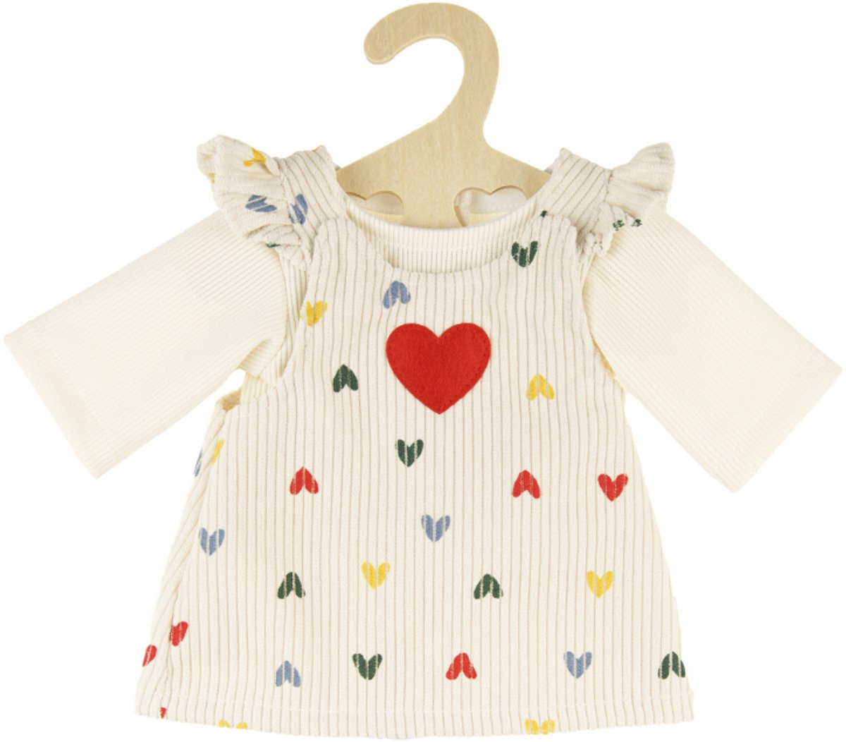 Heless Poppen geripptes Samtkleid mit Herzkonfetti, 35-45 cm