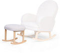 Childhome voetensteun voor schommelstoel - poef met zachte beige bekleding - massief berkenhout met draagvermogen tot 25 kg - ideale aanvulling tijdens het voeden en ontspannen - compact formaat - 50 x 38 x 35 cm - beige