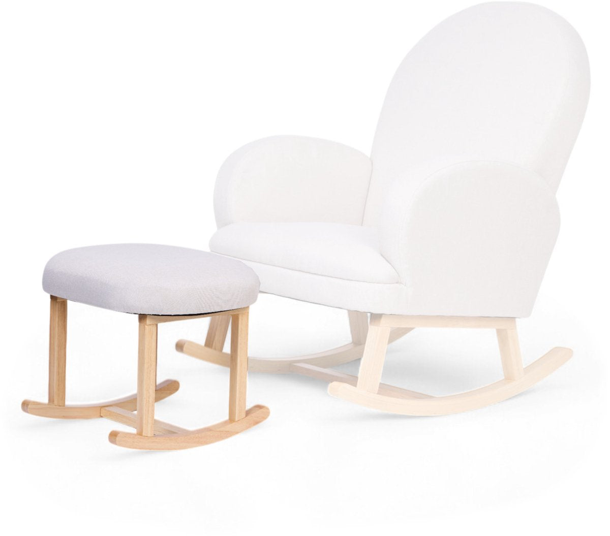 Childhome voetensteun voor schommelstoel - poef met zachte beige bekleding - massief berkenhout met draagvermogen tot 25 kg - ideale aanvulling tijdens het voeden en ontspannen - compact formaat - 50 x 38 x 35 cm - beige
