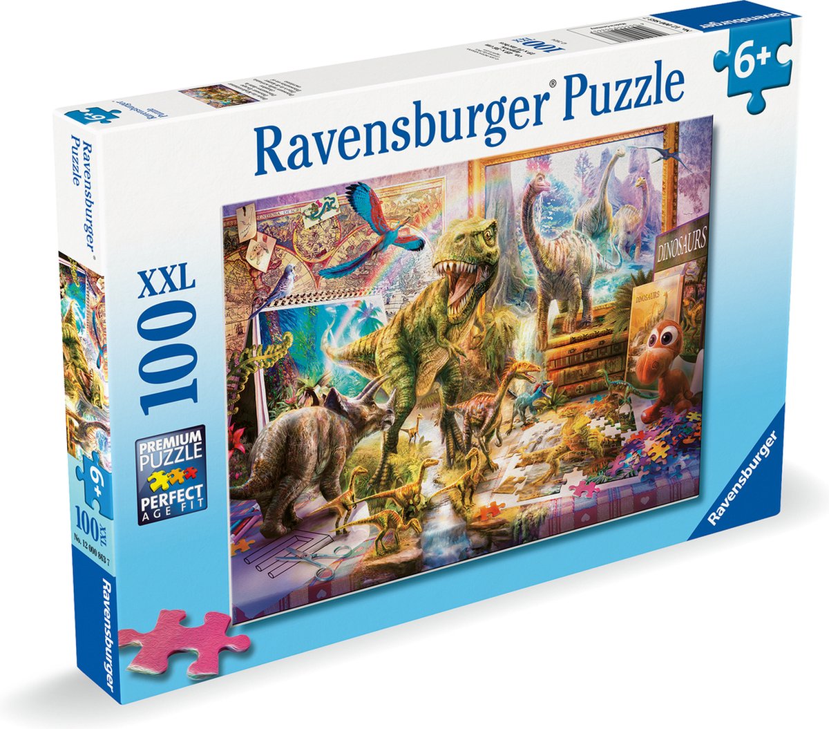 Ravensburger Puzzle XXL Dinosaurier und Spielzeug, 100 Teile.