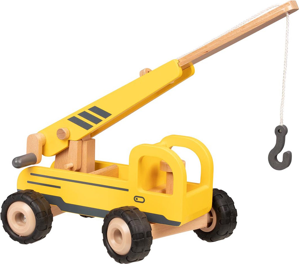 Goki Holzkranwagen gelb