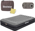 Bestway luchtbed 2 persoons - luchtmatras 203 x 152 x 46 cm - met ingebouwde pomp en leegloopventiel - tritech materiaal - behoud zijn vorm - kampeer accessoires - zwart grijs