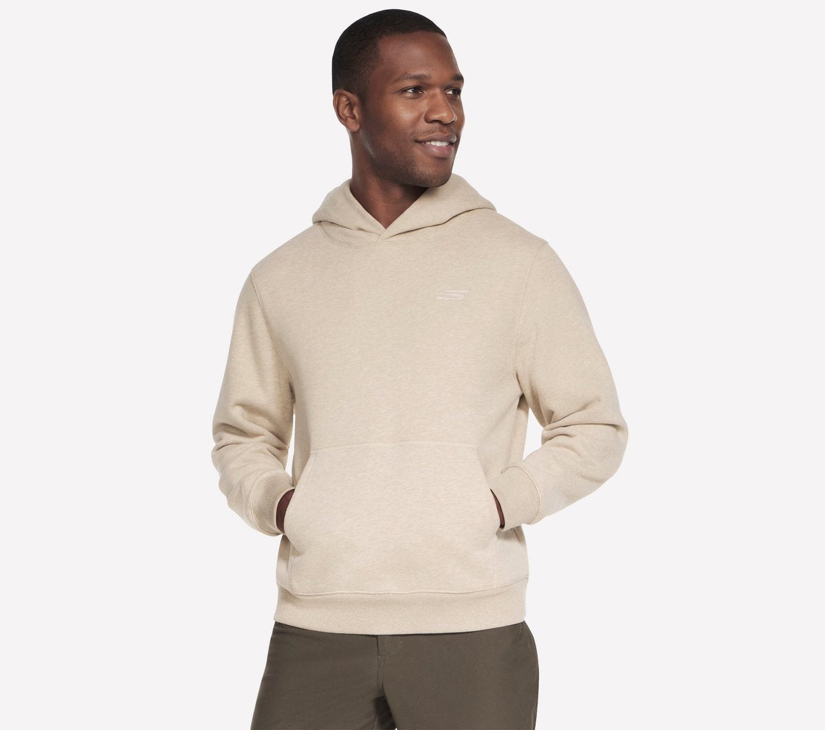 Skechers max soft hoodie heren trui - beige