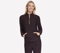 Skechers goluxe rib 1 4 zip dames trui - bruin
