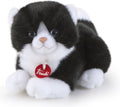 Trudi - no knuffel kat 15 cm - handgemaakt in italie - zacht pluche - knuffeldier voor jongens en meisjes - zwart wit - 9x10x15 cm maat xs