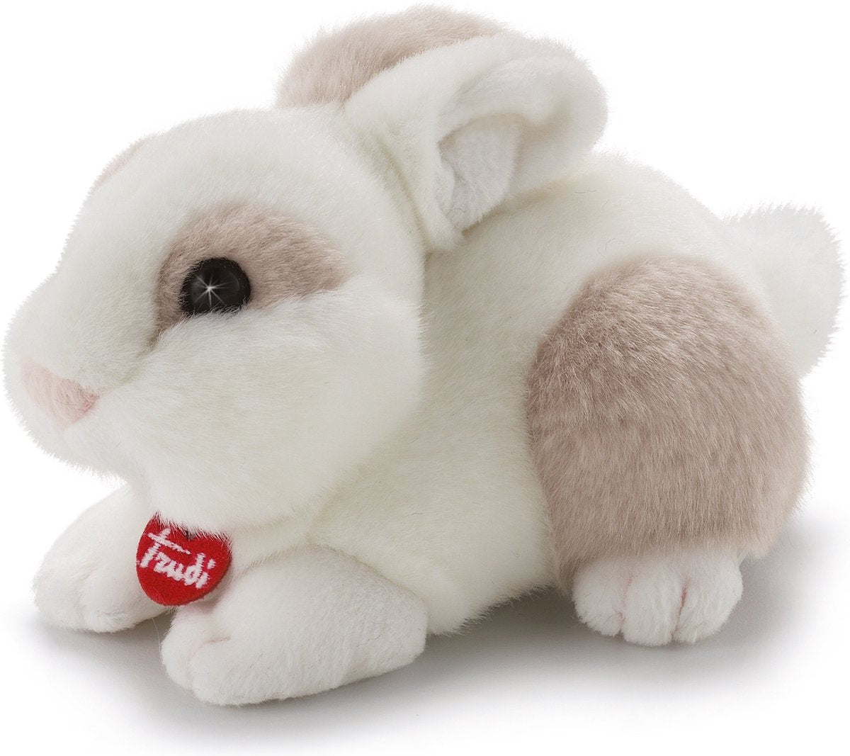 Trudi - no knuffel konijn 16 cm - handgemaakt in italie - zacht pluche - knuffeldier voor jongens en meisjes - wit - 11x8x16 cm maat xs