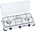 Campart camping kookstel ko-6383 - campingkooktoestellen 3 pitten – gas kooktoestel met rvs brander - wit