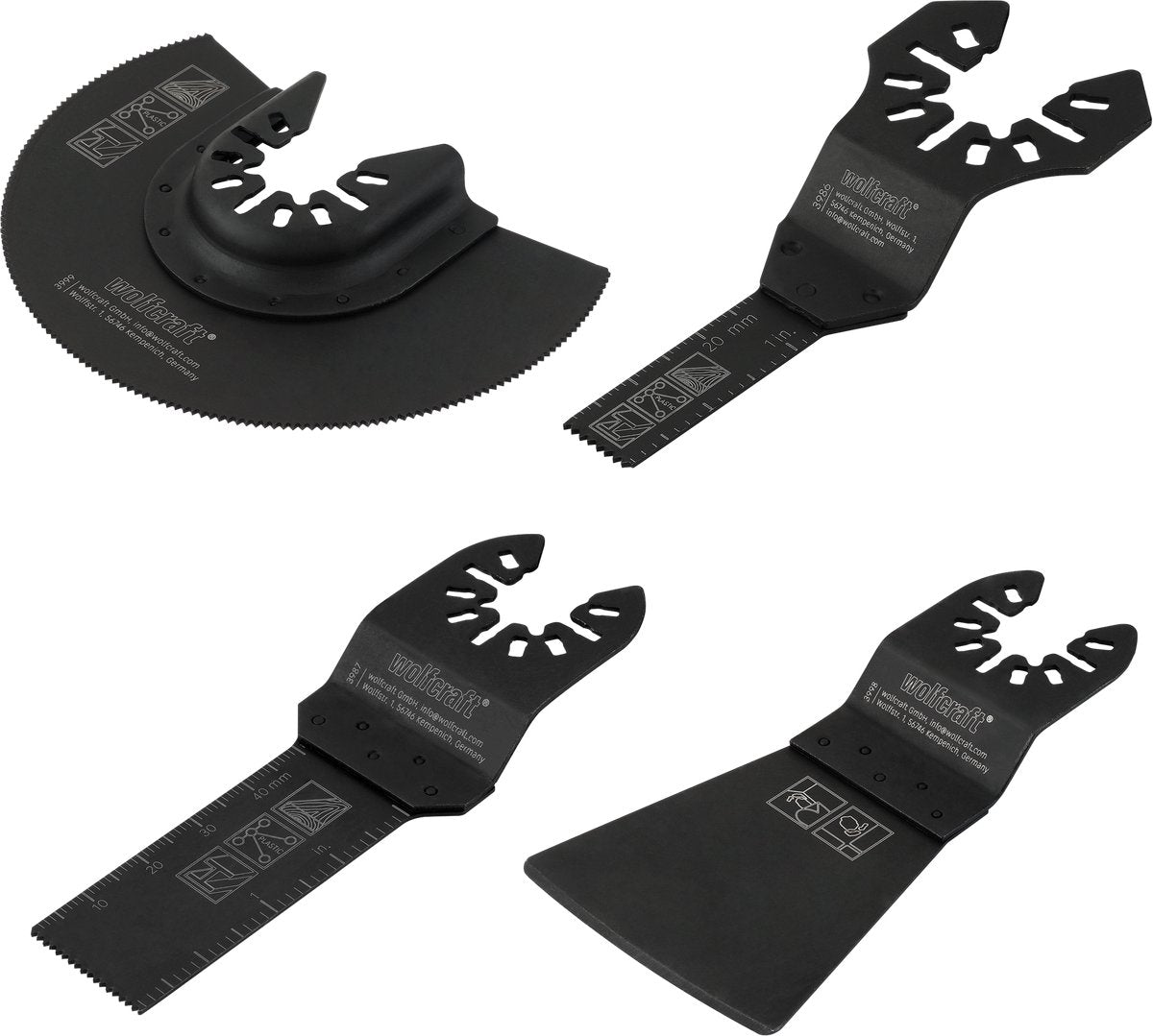 Wolfcraft - 4 delige multitool accessoireset voor laminaat - voor plinten, deur kozijnen en lijmresten - 4272000