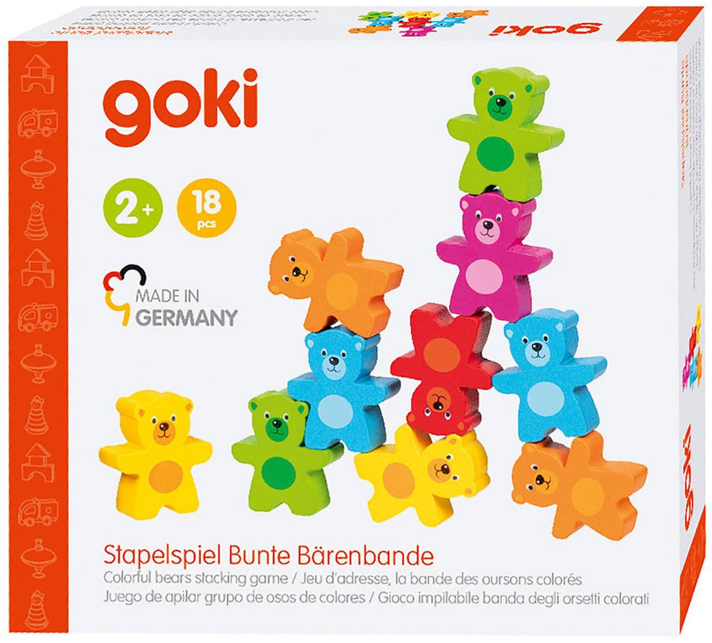 Goki Holz-Farbbären-Stapelspiel, 9-teilig.
