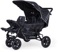 Childhome triplet kinderwagen – 3 zitplaatsen – zwart – inclusief regenhoes zonnekappen – 132x85x104 cm
